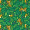 Fabric Moda Green Tigers and Monkeys Jungle Paradise by the Quarter Yard 20783-21